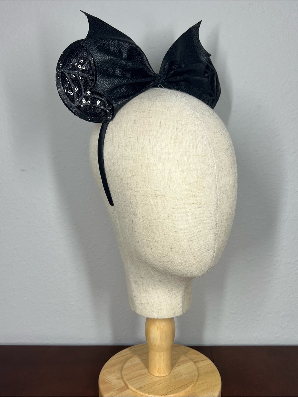 Black Cobweb Bat Wing Minnie Ears | Disney-Inspired Halloween Mouse Ears - Picture 7 of 8